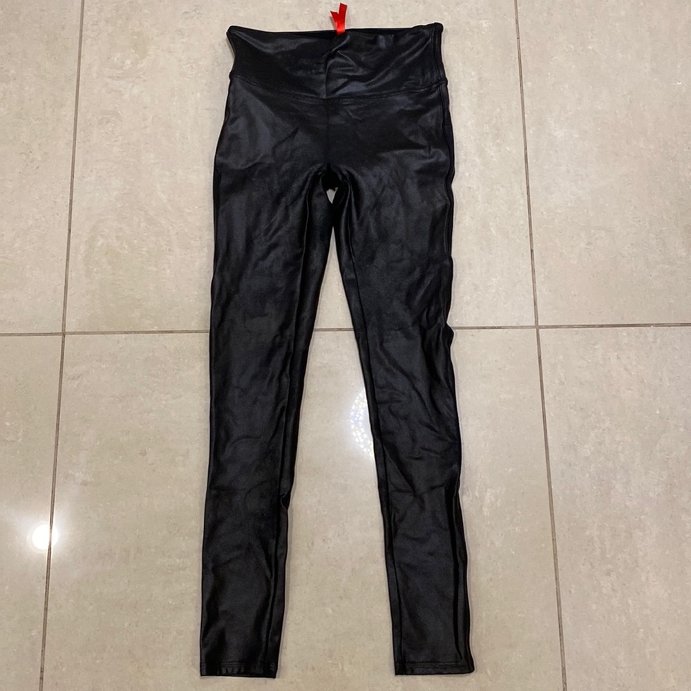 Spank Faux Leather Black Leggings